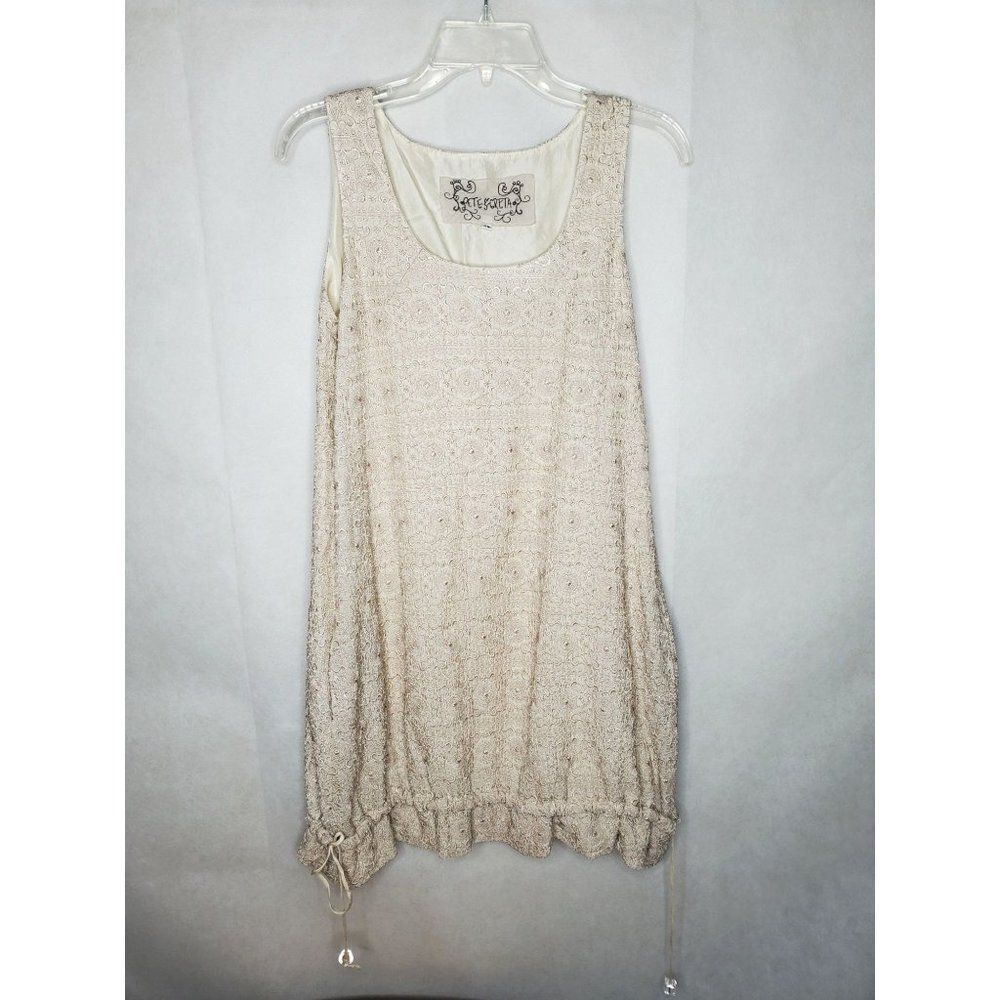 Pete & Greta by Johnny Was Silk Embroidered Minimalist Bubble Hem Party Dress